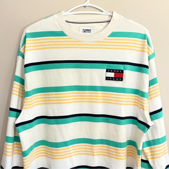 Tommy Hilfiger Pastel Striped Long Sleeve Cotton Loose Fit Shirt - Medium EUC - Picture 3 of 14